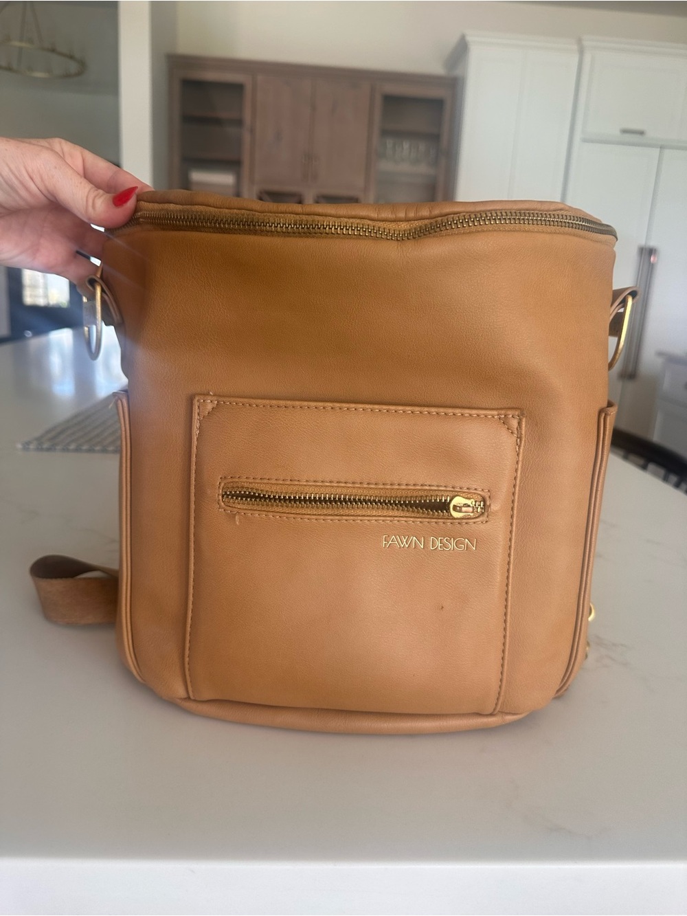 Fawn Design Tan Leather Baby Bag